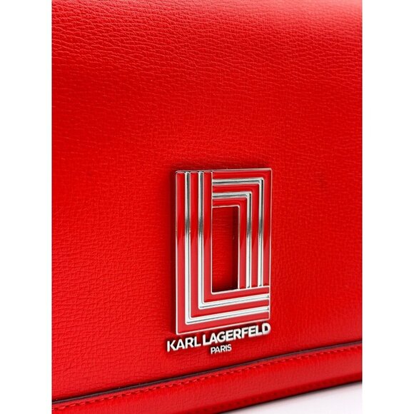 KARL LAGERFELD Paris Simone leather small crossbody bag -Red /Vermillon (Used) - Picture 5 of 14